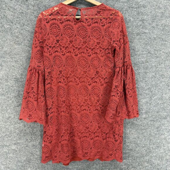 Altar'd State Mini Dress Women M Medium Red Geometric Short Crochet Lined Casual - Picture 2 of 7